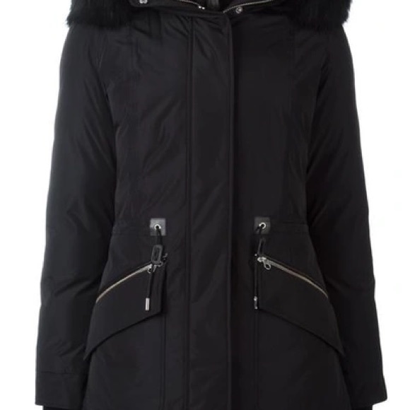 Mackage KATRYN FUR TRIM HOODED SHORT DOWN COAT IN BLACK - Picture 2 of 8